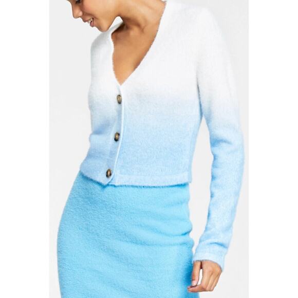 Bar III White Blue Ombre Knit V-neck Cardigan Sweater size Medium New with Tags - Picture 1 of 10
